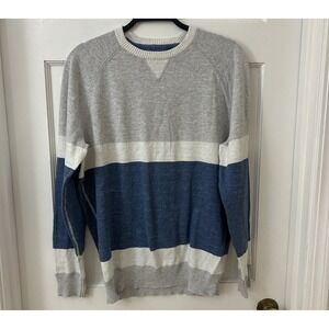 Johnnie‎ O Conner Lightweight Sweater Blue Colorblock Cotton Linen  Preppy Sz M
